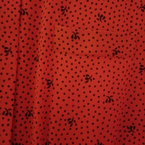 Vintage Liz Claiborne Red BLack Polka Dots Flare Dress Button Up Petite Sz 6 - Picture 8 of 8